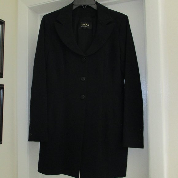 Dana Buchman Black Lined Coat - Size 4 - Picture 3 of 13